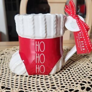 Rae Dunn Christmas red and white stocking mug